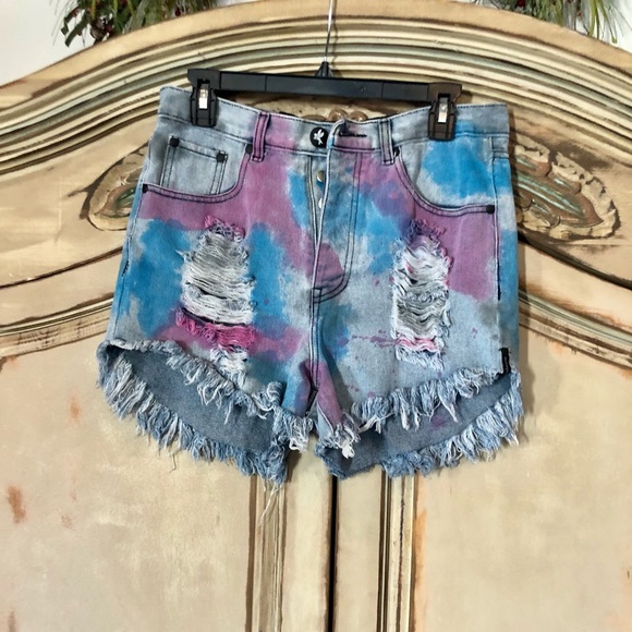 One Teaspoon Shorts Pink/Purple & Blue 
Tie Dye 25 - Picture 2 of 10